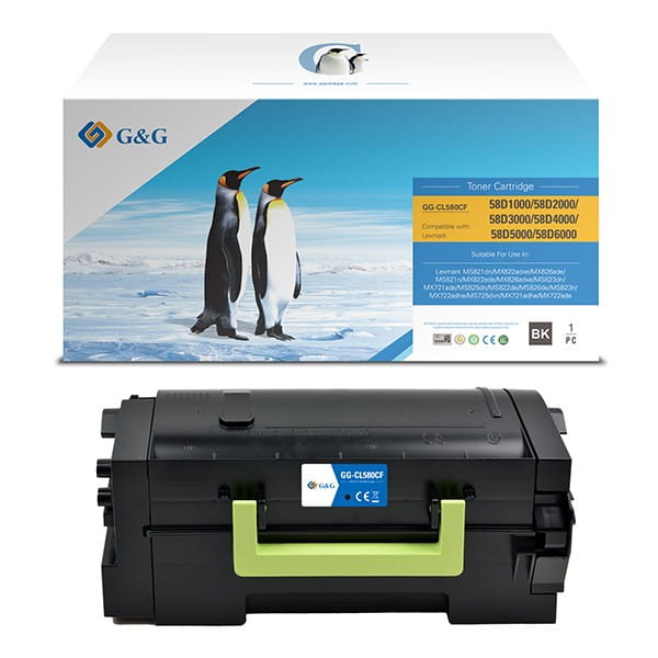 G&amp;G kompatybilny toner z 58D2000, black, 7500s, NT-CL580CF, return, dla Lexmark MS 725, 821, 822, 823, 825, 826, MX 721, 722, 820,