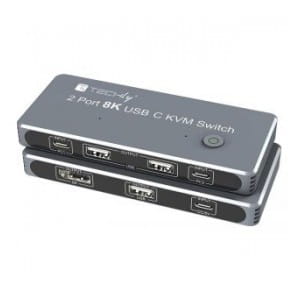 Przełącznik KVM Techly USB-C 2x1 / DisplayPort 1.4 Video 8K