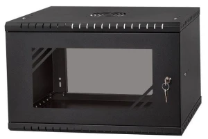 Szafa wisząca Rack 19" Netrack, ECO-Line, 6U/350mm, czarna, drzwi przeszklone - USZ OPAK