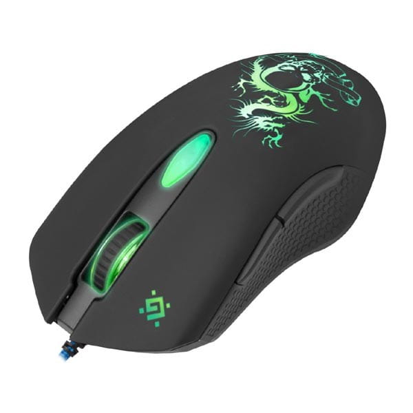 Defender Mysz Sky Dragon GM-090L, 3200DPI, optyczna, 6kl., 1 scroll, przewodowa USB, czarna, z podkładką gamingową, podświetlona