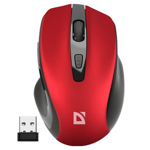 Defender Mysz PRIME MB-053, 1600DPI, 2.4 [GHz], optyczna, 6kl., bezprzewodowa, czerwona, 1 szt AA, nano odbiornik, cicha