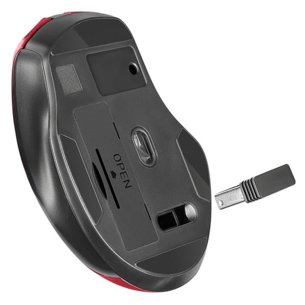Defender Mysz PRIME MB-053, 1600DPI, 2.4 [GHz], optyczna, 6kl., bezprzewodowa, czerwona, 1 szt AA, nano odbiornik, cicha