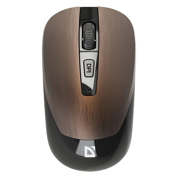 Defender Mysz WAVE MM-995, 1600DPI, 2.4 [GHz], optyczna, 3kl., bezprzewodowa, brązowa, 1 szt AA, nano odbiornik, cicha