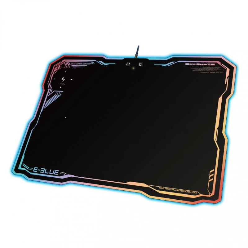Podkładka pod mysz, EMP013, do gry, czarna, 36.5x26.5 cm, E-Blue, podświetlana, z ładowaniem bezprzewodowym