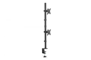 Uchwyt biurkowy DIGITUS pionowy 2xLCD max. 32" 8kg, zaciskowy czarny