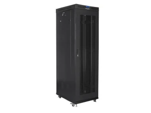 Szafa instalacyjna Rack stojąca 19" 42U 600x1000 czarna drzwi perforowane LCD Lanberg (flat pack) V2