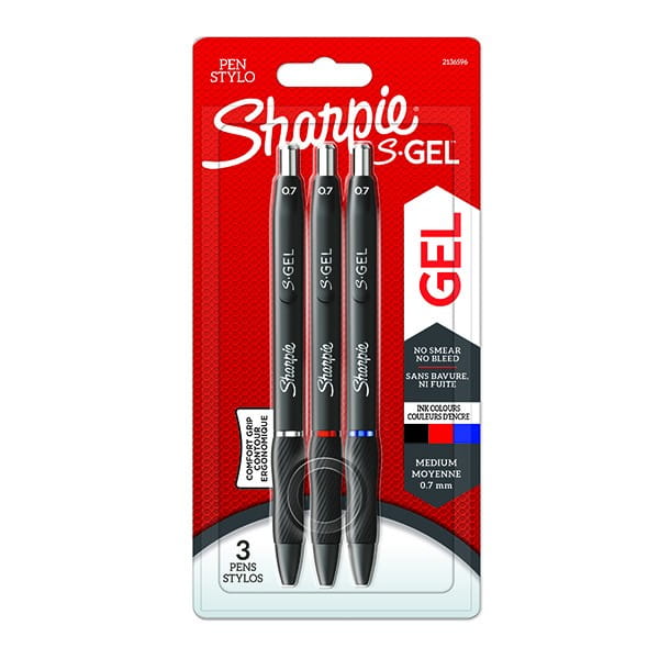 Sharpie, S-Gel, mix kolorów, 3szt, 0.7mm