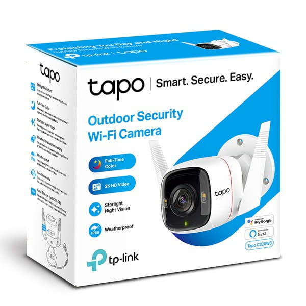 TP-link IP kamera Wi-Fi do monitoringu zewnętrznego Tapo C320WS, QHD 2560x1440, Wifi 2.4 GHz /ethernet, biała,  4MP, nagrywanie w
