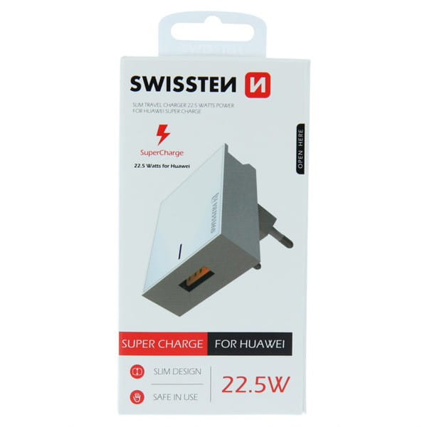 SWISSTEN Zasilacz / sieciowy adapter 22,5W, 1 port, USB-A, Huawei Supercharge, stojak na telefon
