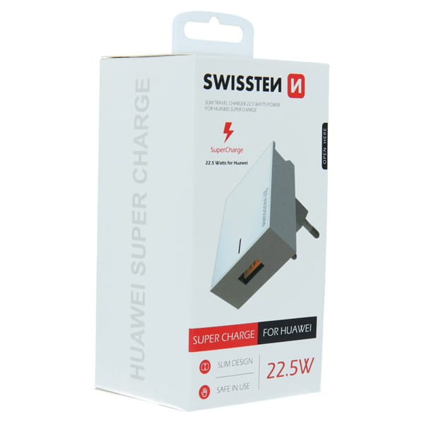 SWISSTEN Zasilacz / sieciowy adapter 22,5W, 1 port, USB-A, Huawei Supercharge, stojak na telefon