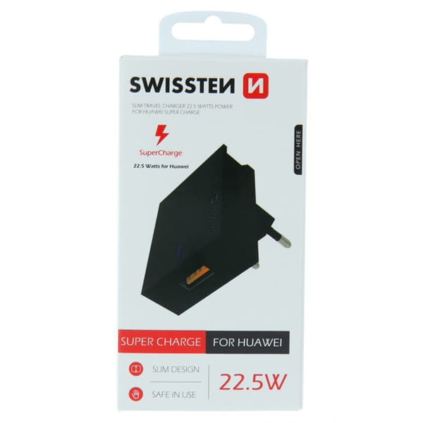 SWISSTEN Zasilacz / sieciowy adapter 22,5W, 1 port, USB-A, Huawei Supercharge, stojak na telefon