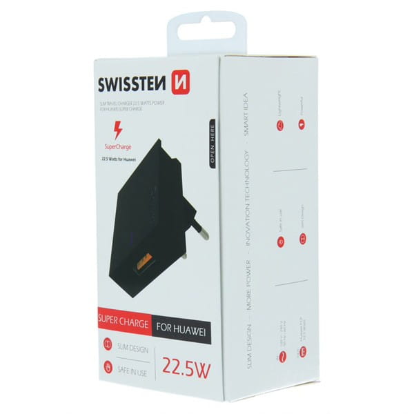 SWISSTEN Zasilacz / sieciowy adapter 22,5W, 1 port, USB-A, Huawei Supercharge, stojak na telefon