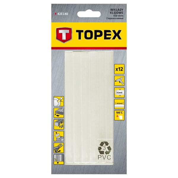 Klej termotopliwy8x100Topex42E18012 sztjasne