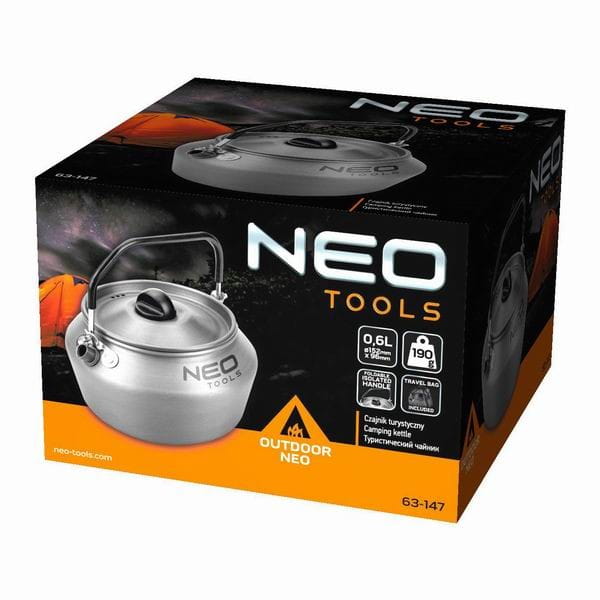 Czajnik turystyczny szara, 0.8l, pokrywa, siatka do przenoszenia,, Neo Tools