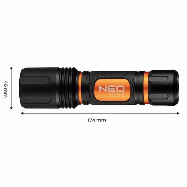 Latarka LED, 6xAA, aluminium, czarna