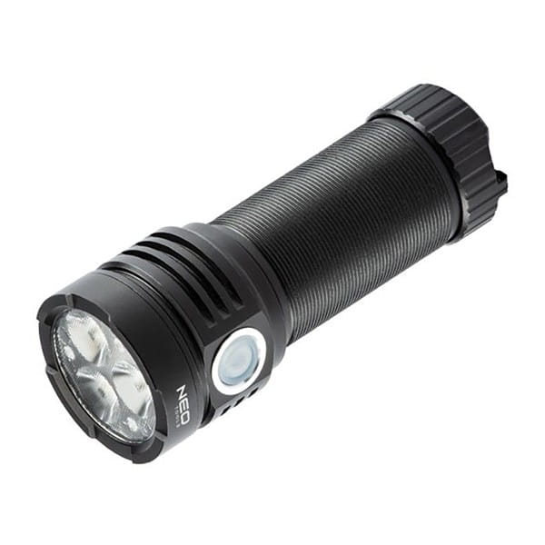 Latarka LED akumulatorowa, 1x4000 mAh, aluminium, czarna