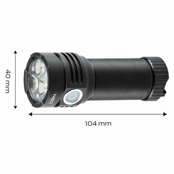 Latarka LED akumulatorowa, 1x4000 mAh, aluminium, czarna