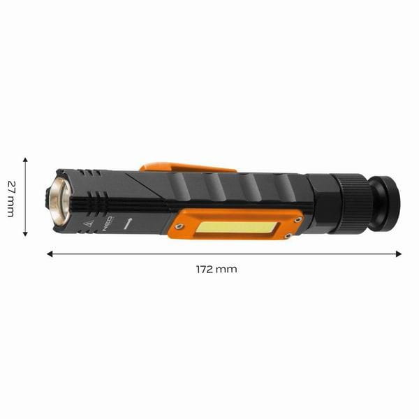 Latarka akumulatorowa, 1xxLED, 1x2000 mAh, czarna, IP20, 5 funkcji, moc 3 W