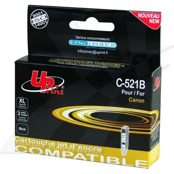 UPrint kompatybilny ink / tusz z CLI521BK, black, 10ml, C-521B, z chipem, dla Canon iP3600, iP4600, MP620, MP630, MP980