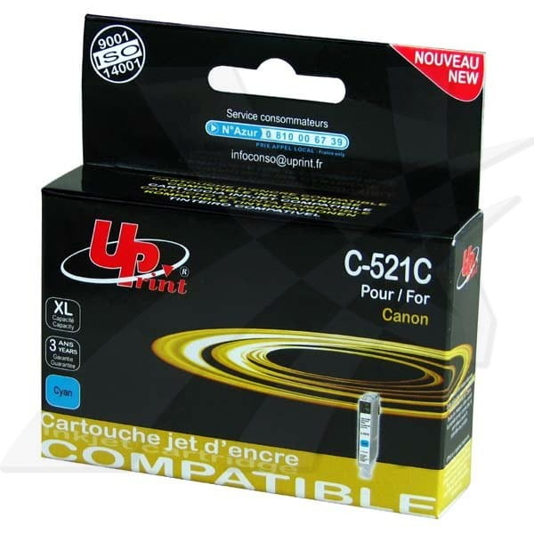 UPrint kompatybilny ink / tusz z CLI521C, cyan, 450s, 10ml, C-521C, z chipem, dla Canon iP3600, iP4600, MP620, MP630, MP980