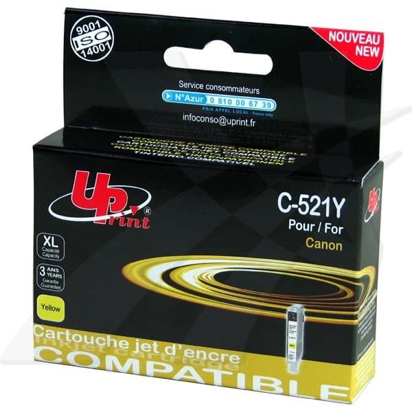 UPrint kompatybilny ink / tusz z CLI521Y, yellow, 510s, 10ml, C-521Y, z chipem, dla Canon iP3600, iP4600, MP620, MP630, MP980