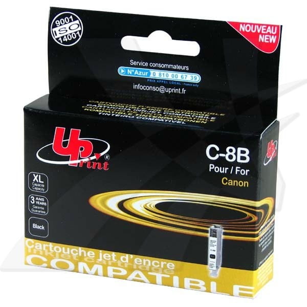 UPrint kompatybilny ink / tusz z CLI8BK, black, 14ml, C-8B, z chipem, dla Canon iP4200, iP5200, iP5200R, MP500, MP800