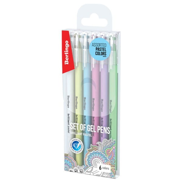 Berlingo, roller żelowy, color, 6szt, 0.8mm, Brilliant Pastel