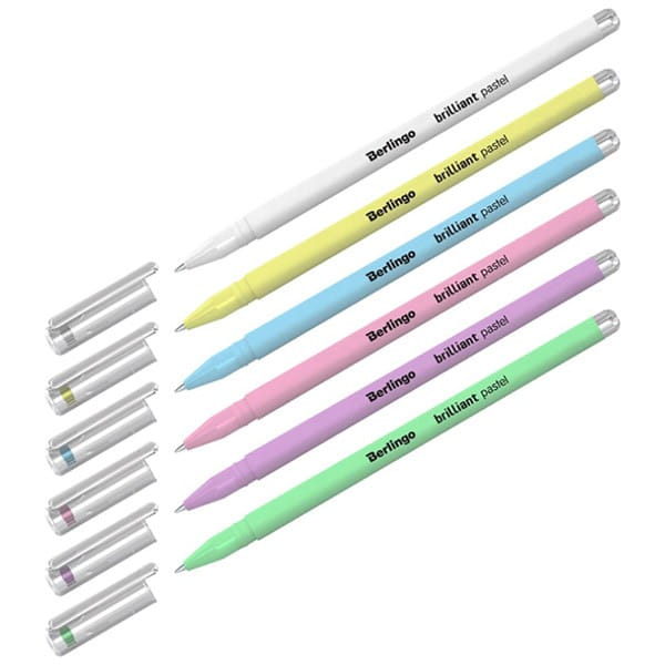 Berlingo, roller żelowy, color, 6szt, 0.8mm, Brilliant Pastel