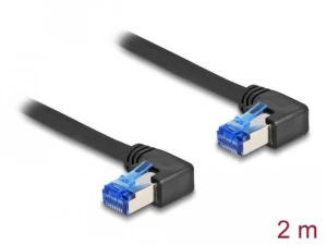 Patchcord Delock S/FTP kat.6A kątowy czarny 2m