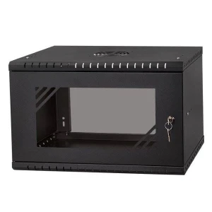 Szafa wisząca Rack 19" Netrack, ECO-Line, 6U/450mm, czarna, drzwi przeszklone - USZ OPAK