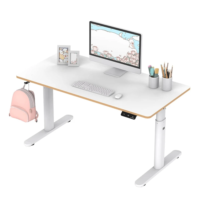 Biurko dla dzieci, elektycznie regulowany, Blat biały, 120X60 cm, 55-81 cm, PULSAR, uchwyt na słuchawki, klips na kable, ULTRADESK