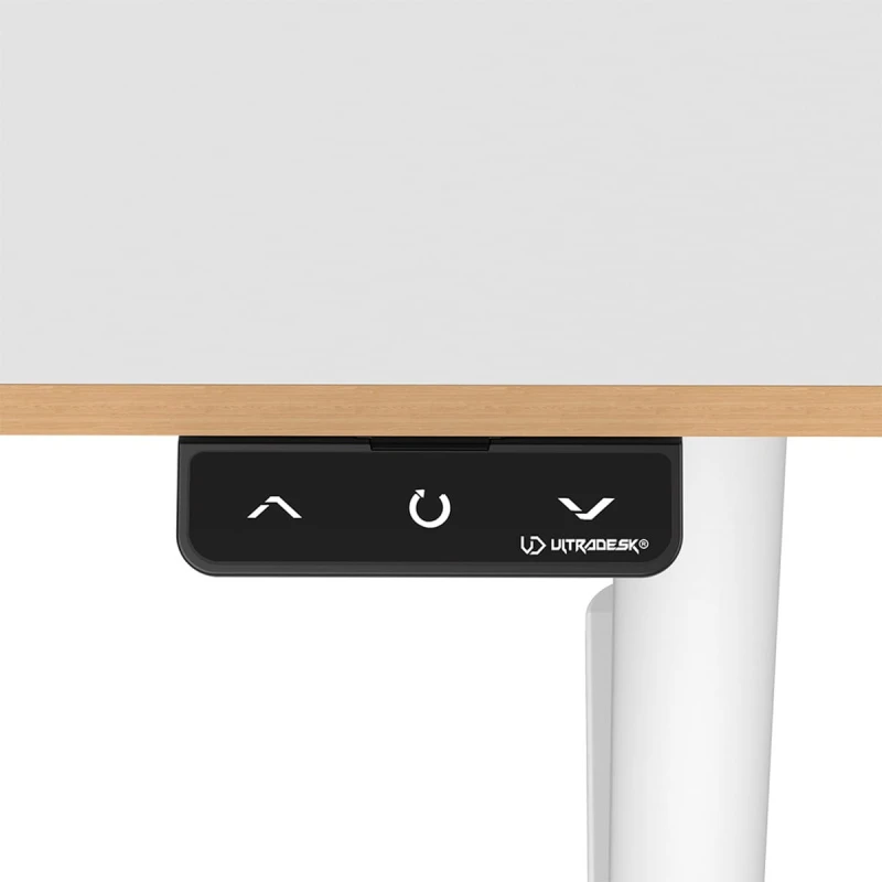 Biurko dla dzieci, elektycznie regulowany, Blat biały, 120X60 cm, 55-81 cm, PULSAR, uchwyt na słuchawki, klips na kable, ULTRADESK