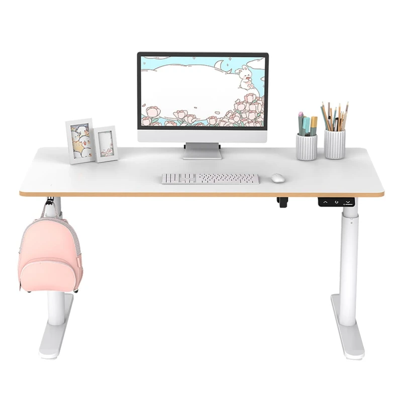 Biurko dla dzieci, elektycznie regulowany, Blat biały, 120X60 cm, 55-81 cm, PULSAR, uchwyt na słuchawki, klips na kable, ULTRADESK