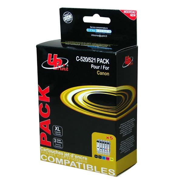 UPrint kompatybilny ink / tusz z CLI521, 2xblack/1xcyan/1xmagenta/1xyellow, C-520/521 PACK, z chipem, dla Canon iP3600, iP4600, MP