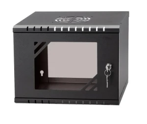 Szafa wisząca Netrack ECO-Line Rack 10", 4U/300mm  - czarny, drzwi przeszklone