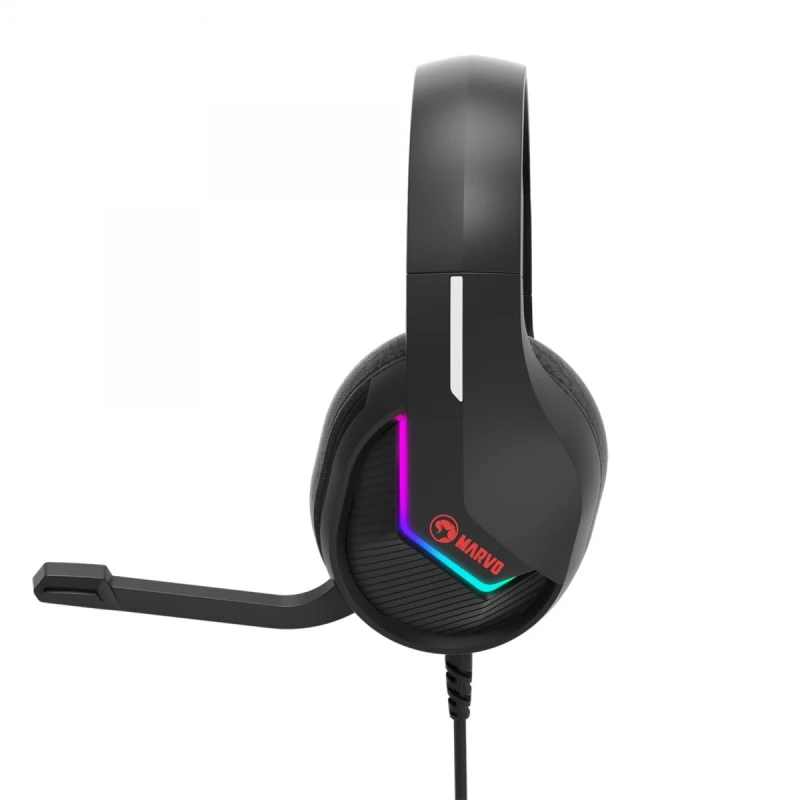 Marvo H8618, słuchawki z mikrofonem, regulacja głośności, czarna, 2.0, USB