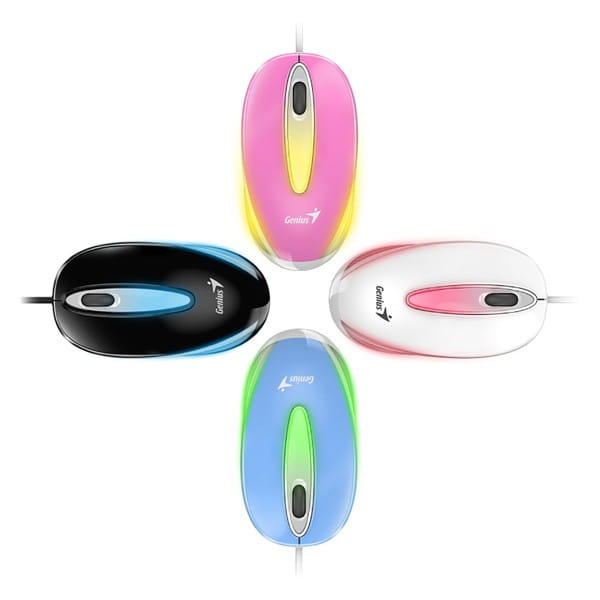 Genius Mysz DX-Mini, 1000DPI, optyczna, 3kl., przewodowa USB, niebieska, klasyczna, podświetlenie RGB