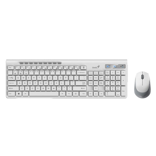 Genius SlimStar 8230, zestaw klawiatura z myszą optyczną bezprzewodową, 1x AA, 1x AA, CZ/SK, klasyczna, bezprzewodowa, biała, nie