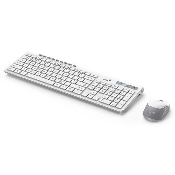Genius SlimStar 8230, zestaw klawiatura z myszą optyczną bezprzewodową, 1x AA, 1x AA, CZ/SK, klasyczna, bezprzewodowa, biała, nie