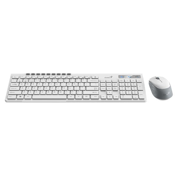 Genius SlimStar 8230, zestaw klawiatura z myszą optyczną bezprzewodową, 1x AA, 1x AA, CZ/SK, klasyczna, bezprzewodowa, biała, nie