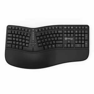Powerton LANA, Klawiatura ergonomiczna US, przewodowa (USB), czarna