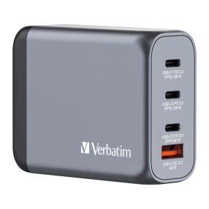 Ładowarka sieciowa Verbatim GaN GNC-100 3xUSB-C PD (2x100W+65W) 1xUSB-A QC 3.0