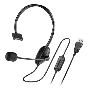 Genius HS-100U, słuchawki z mikrofonem, przewodowaczarna, 2.0, Na głowę, USB