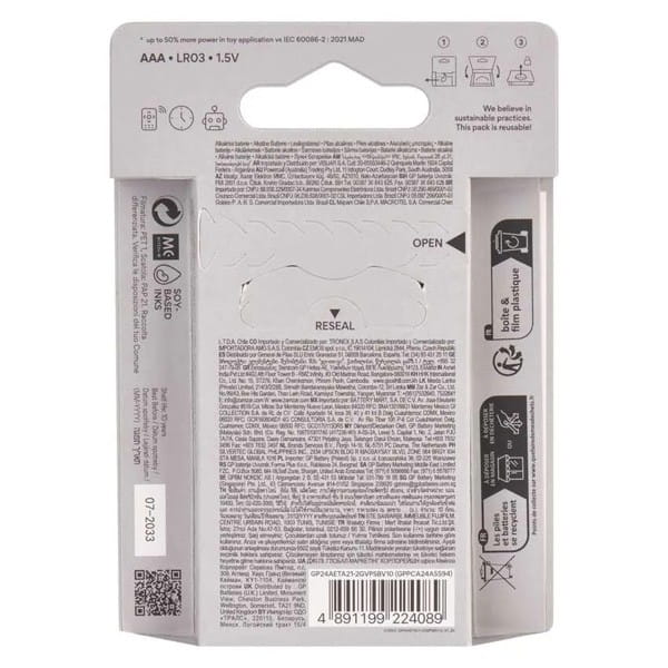 Bateria alkaliczna, AAA, 1.5V, GP, blistr, 10-pack, SUPER