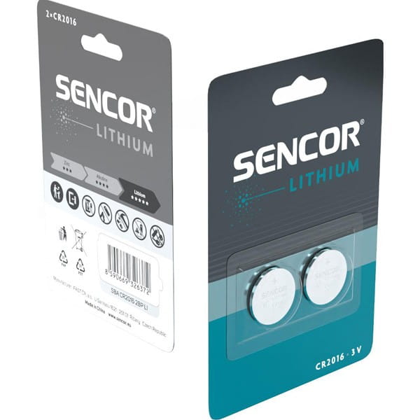 Bateria litowe, CR2016, 3V, Sencor, blistr, 2-pack