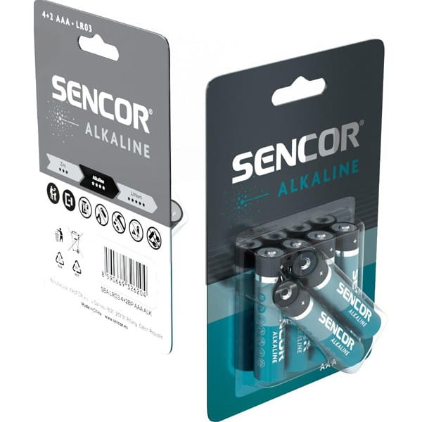 Bateria alkaliczna, AAA, 1.5V, Sencor, blistr, 6-pack