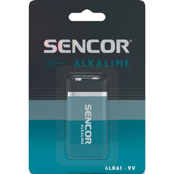 Bateria alkaliczna, 6LR61, 9V, Sencor, blistr, 1-pack