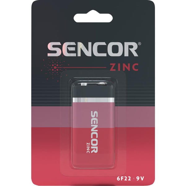 Bateria cynkowo-węglowa, 6F22, 9V, Sencor, blistr, 1-pack