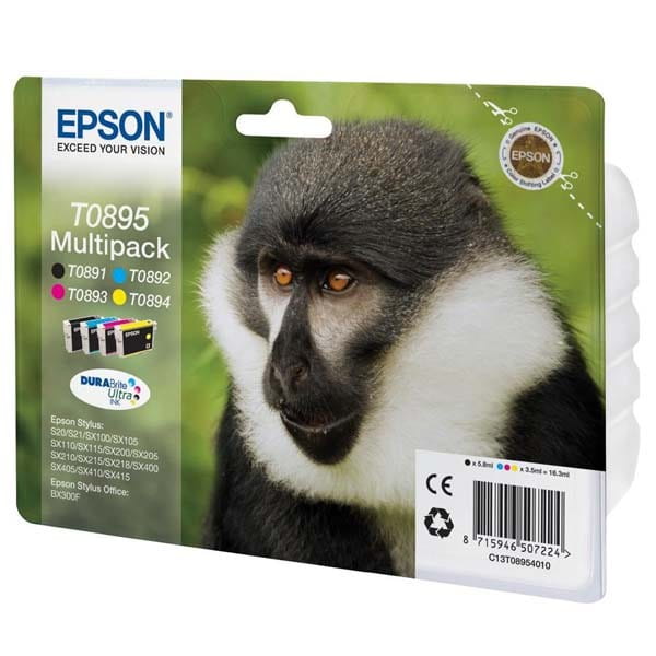 Epson oryginalny ink / tusz C13T08954010, CMYK, 3x3,5/5,8ml, Epson Stylus S20, SX100, SX200, SX400