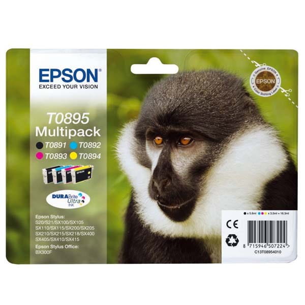Epson oryginalny ink / tusz C13T08954010, CMYK, 3x3,5/5,8ml, Epson Stylus S20, SX100, SX200, SX400